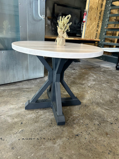 36” round dining table with metal base