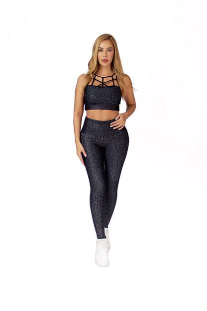 BLACK LEOPARD SET YOGA LEGGINGS